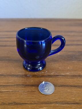 Cobalt Blue Mini Glass Footed Cup Tote 12, Box 1